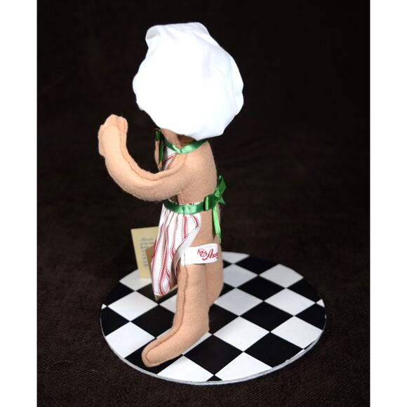 Annalee Mobilitee 9" Doll Vintage 1998 Gingerbreadman Red Striped Apron Chef Hat - Picture 5 of 10